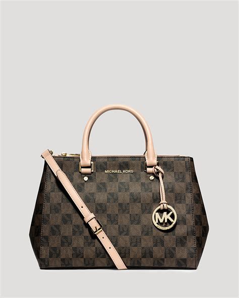 michael kors black and white checkered bag|Michael Kors signature tote strap.